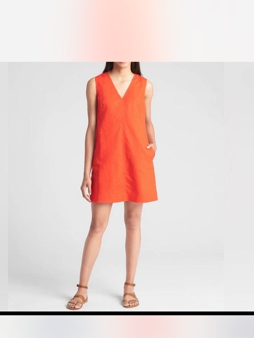 GAP Bright Orange V-Neck Sleeveless Mini Dress